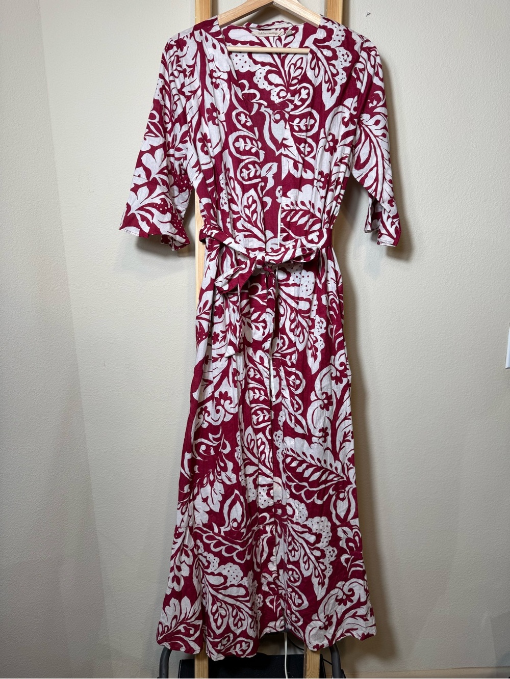 Soft Surroundings Cool Breeze Cotton Robe Red M